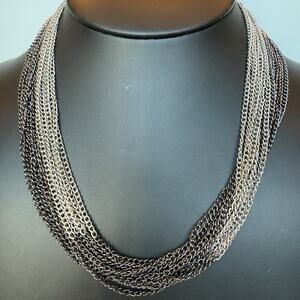 Premiere Designs Manhattan Silver Black 2 Tone Long Chain Necklace Two Tone